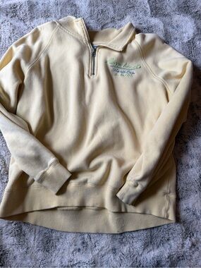 Blue 84 Women's Cream Half-Zip Pullover with Subtle Embroidery